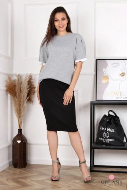 SWETER DAMSKI Z OZDOBNĄ KORONKĄ