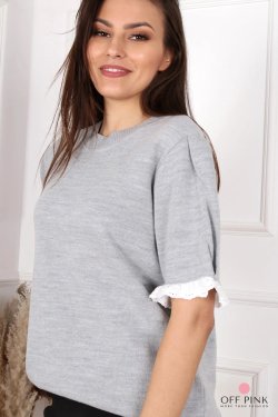 SWETER DAMSKI Z OZDOBNĄ KORONKĄ