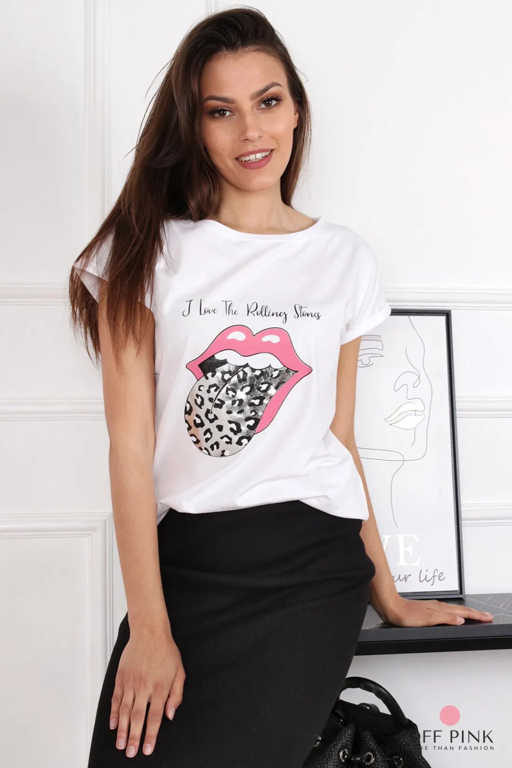 T-SHIRT DAMSKI Z NADRUKIEM LIPS