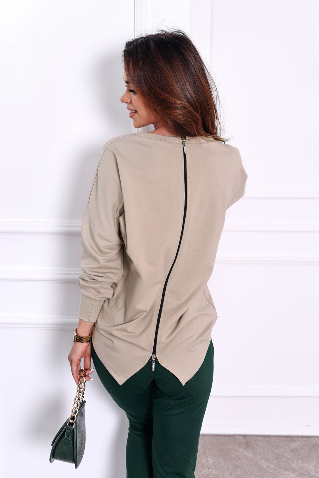 BLUZA DAMSKA EDITH Z SUWAKIEM Z TYŁU