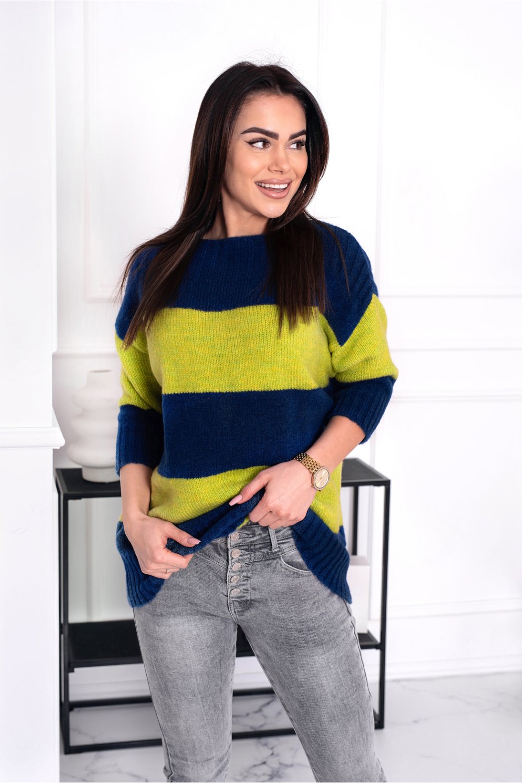 SWETER DAMSKI W PASY MEGI