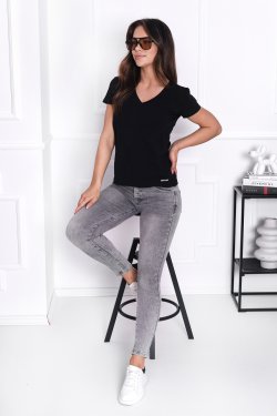 T-SHIRT DAMSKI Z DEKOLTEM W SEREK