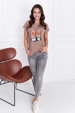 T-SHIRT DAMSKI Z OZDOBNYMI SZNURÓWKAMI LORIN