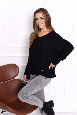 SWETER DAMSKI OVERSIZE Z ROZCIĘCIAMI PO BOKACH MARIETTA