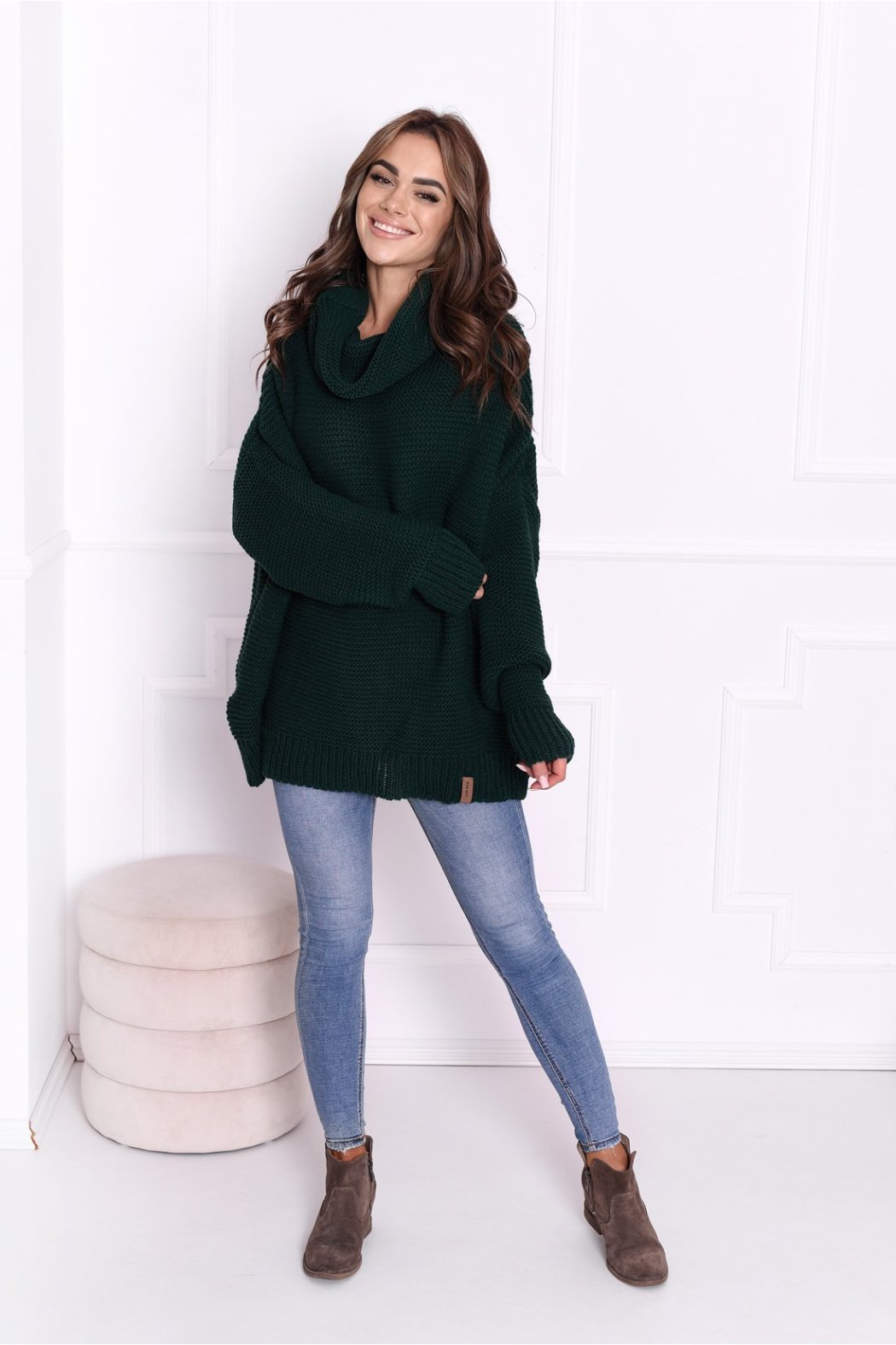 SWETER DAMSKI OVERSIZE Z GOLFEM CARINO