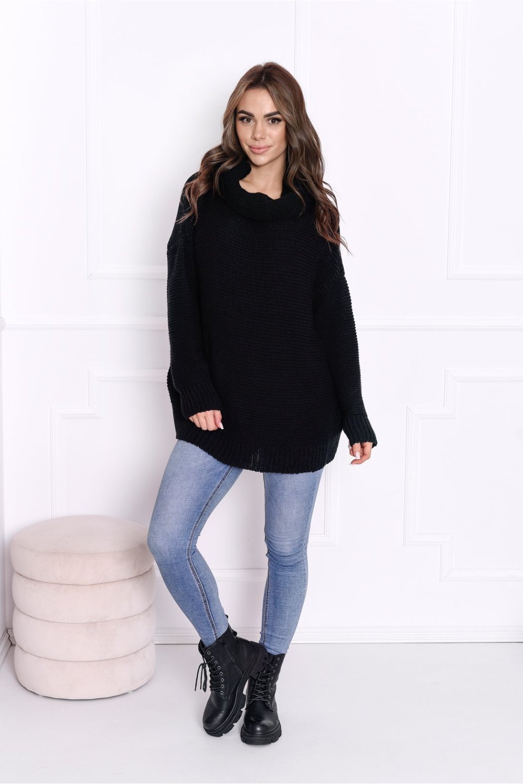 SWETER DAMSKI OVERSIZE Z GOLFEM CARINO