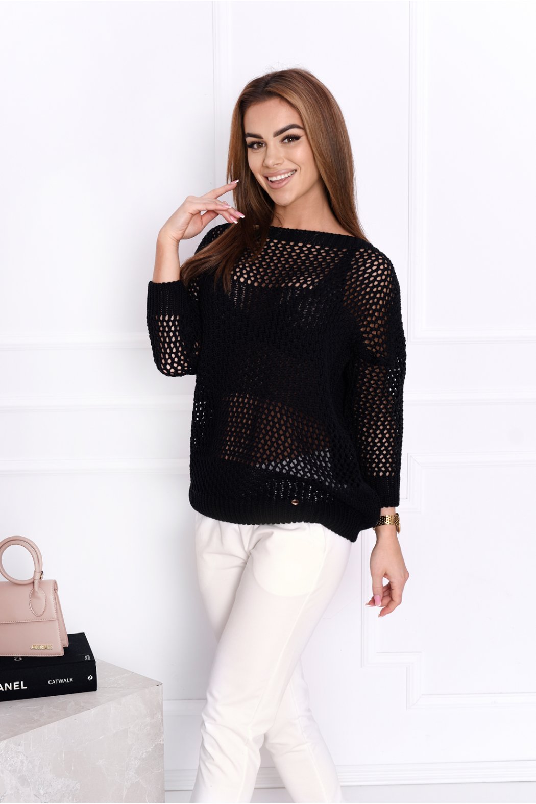 SWETER DAMSKI AŻUROWY...