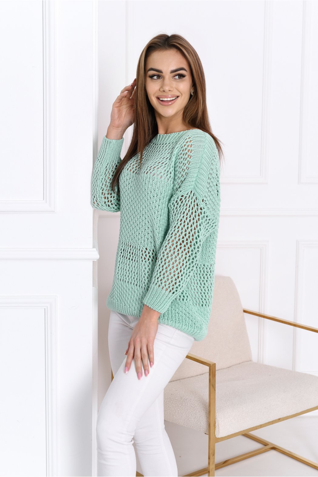 SWETER DAMSKI AŻUROWY...