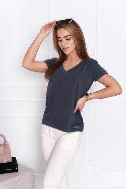 T-SHIRT DAMSKI Z DEKOLTEM W SEREK