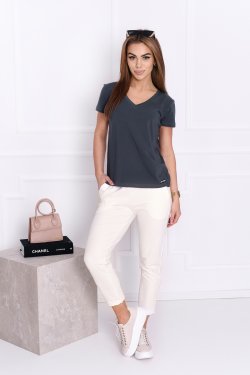 T-SHIRT DAMSKI Z DEKOLTEM W SEREK