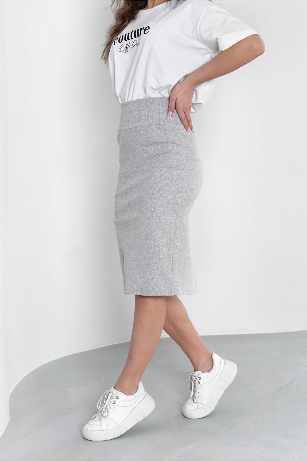 OŁÓWKOWA MIDI SPÓDNICA...