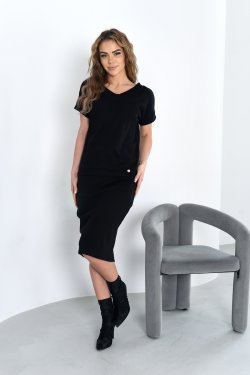 BLUZKA DAMSKA Z KRÓTKIM RĘKAWEM W PRĄŻEK Z DEKOLTEM W SEREK - AMY