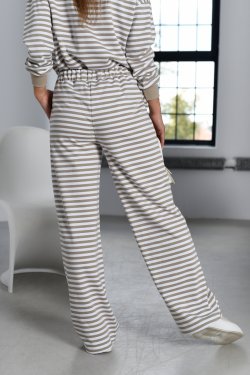 SPODNIE DAMSKIE W PASKI Z SZEROKIMI NOGAWKAMI - IOLANDA
