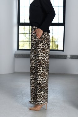 SPODNIE DAMSKIE Z SZEROKIMI NOGAWKAMI - PANTERKA