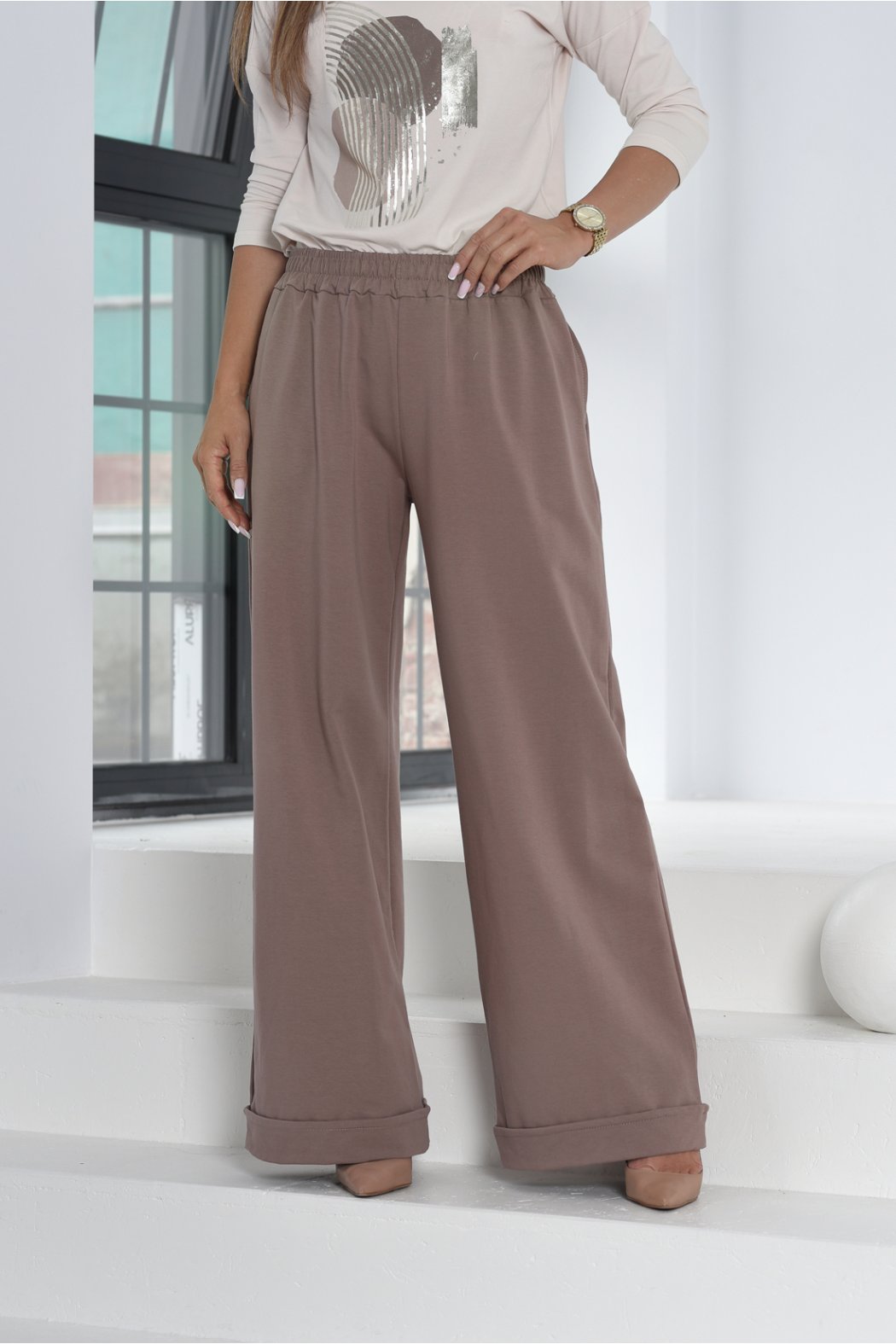 SPODNIE DAMSKIE Z SZEROKIMI...