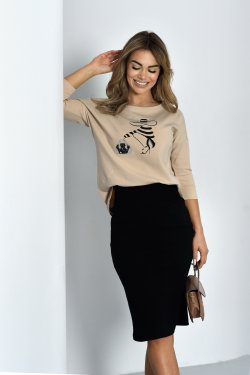 BLUZKA DAMSKA Z NADRUKIEM RĘKAW 3/4 - ELVIRA