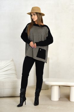 SWETER DAMSKI OVERSIZE W PEPITKĘ- TAYLOR
