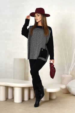 SWETER DAMSKI OVERSIZE W PEPITKĘ- TAYLOR
