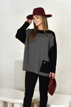 SWETER DAMSKI OVERSIZE W PEPITKĘ- TAYLOR