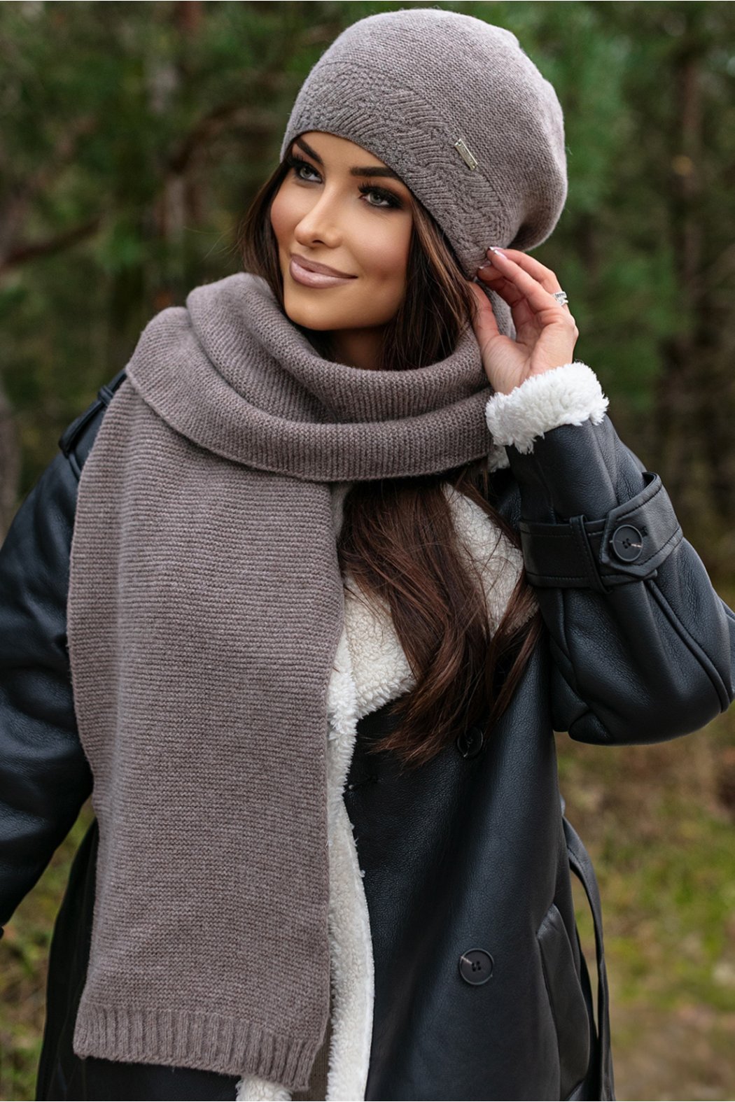 BERET DAMSKI P064 - Jasny brąz