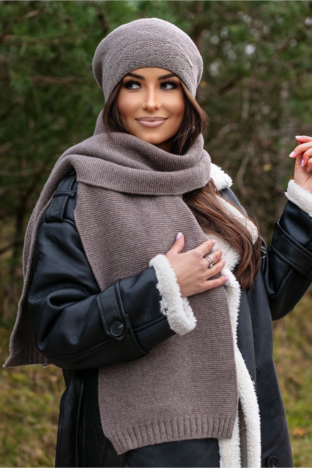 BERET DAMSKI P064 - Jasny brąz