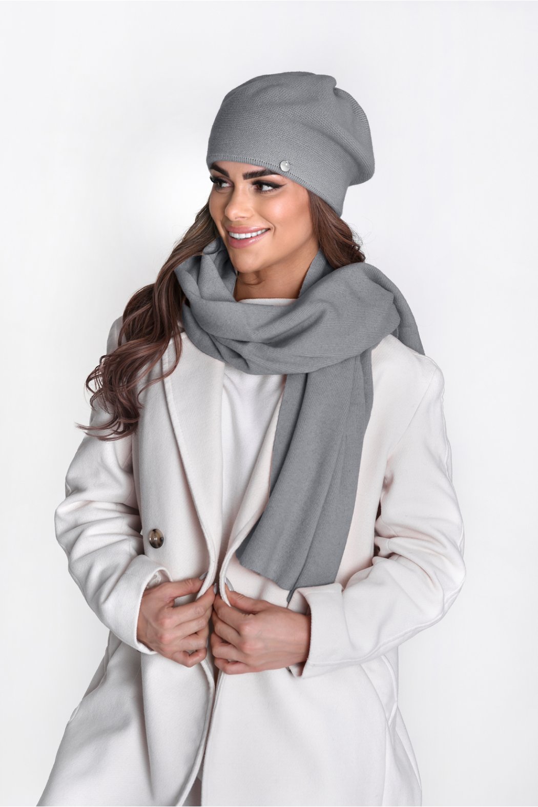 BERET DAMSKI P068 - Szary