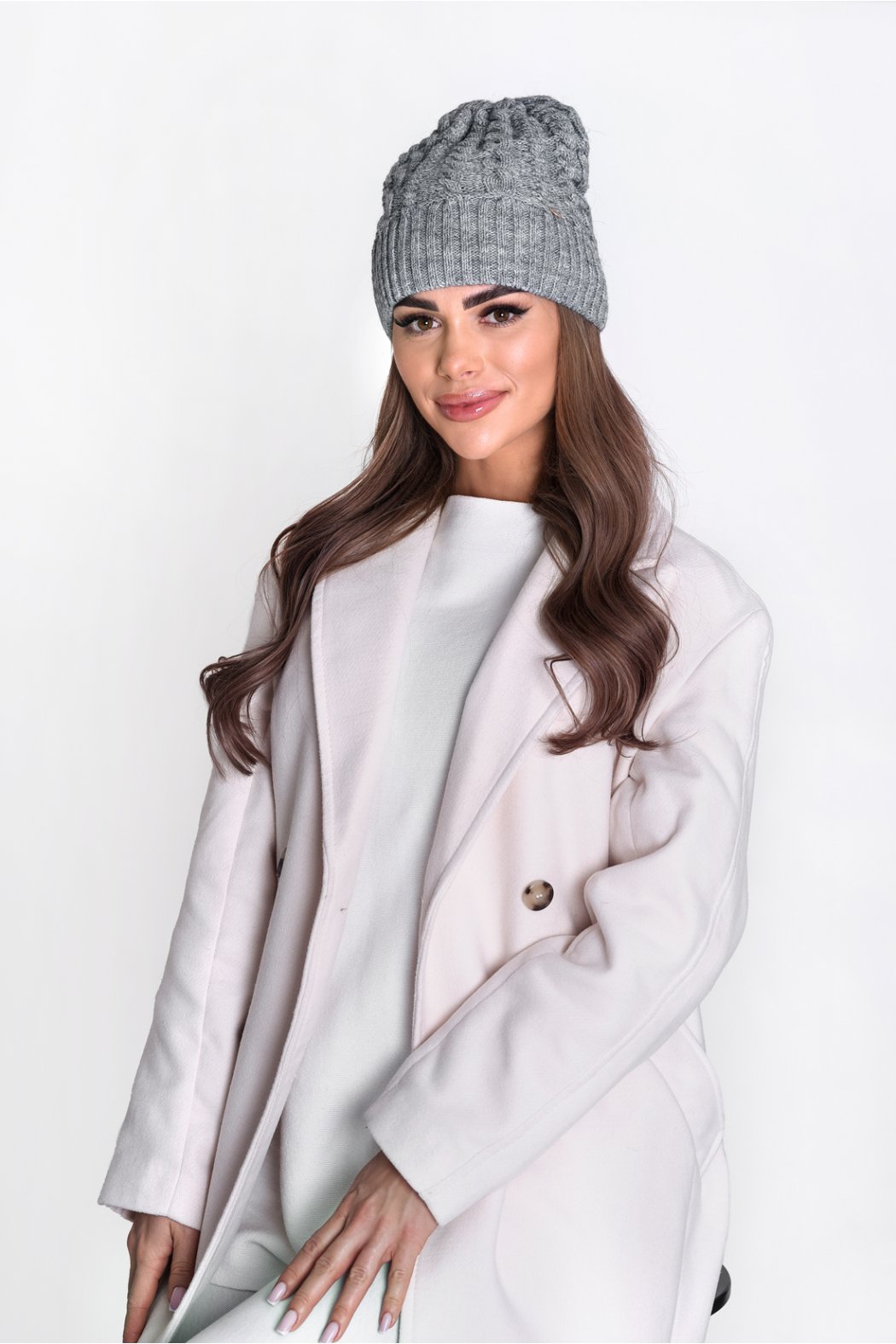 CZAPKA DAMSKA P070 - Szary...