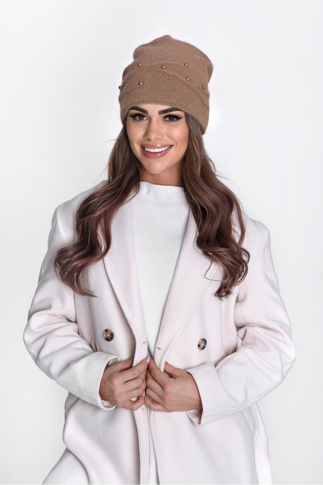 CZAPKA DAMSKA P071 - Karmel