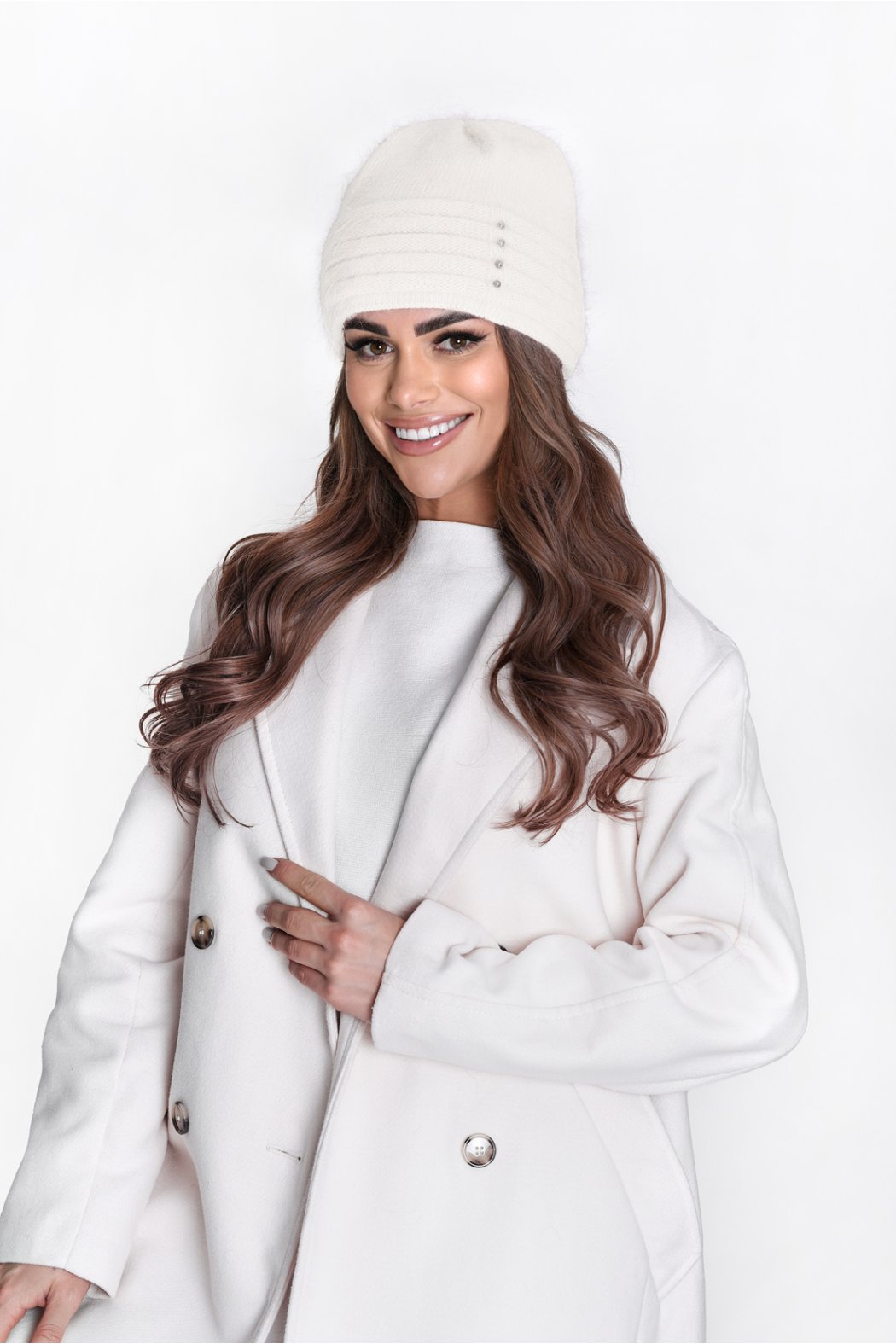 CZAPKA DAMSKA P066 - Śmietana