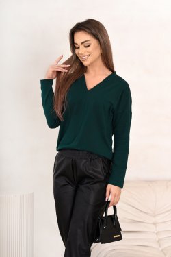 BLUZKA DAMSKA Z DŁUGIM RĘKAWEM I DEKOLTEM W SEREK - CLAIRE