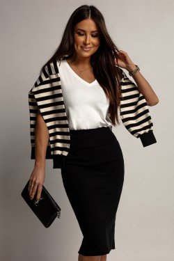 OŁÓWKOWA MIDI SPÓDNICA PRĄŻEK