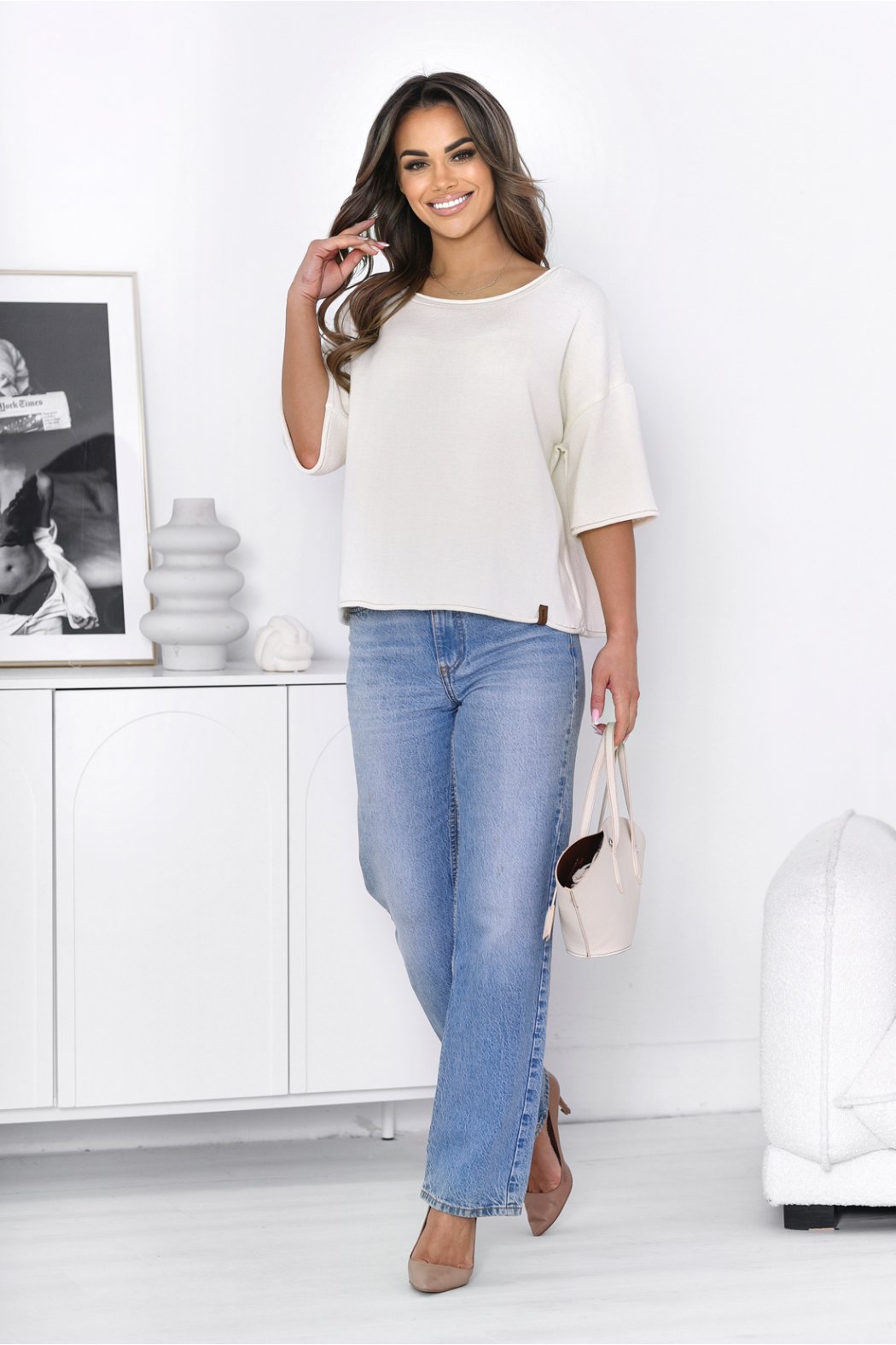 JEDNOKOLOROWY SWETER DAMSKI NILDA