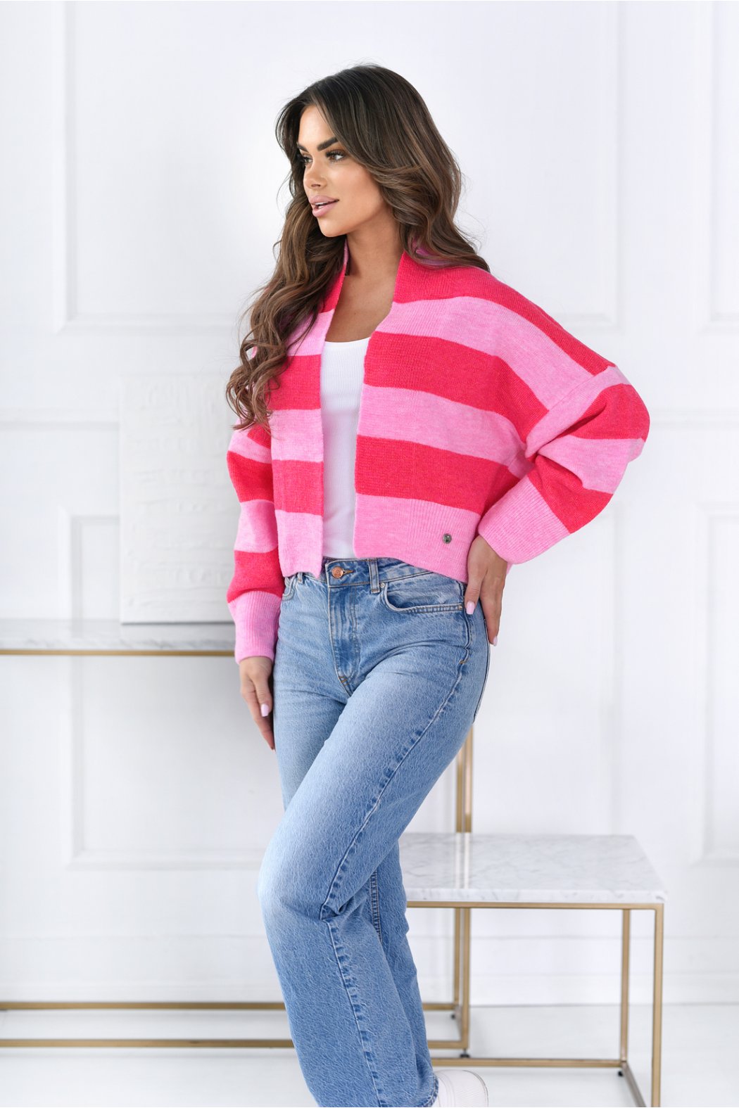 KRÓTKI KARDIGAN DAMSKI BEZ...