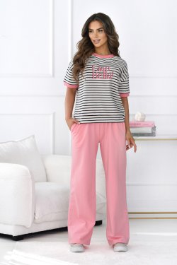 BLUZA DAMSKA W PASKI Z KRÓTKIM RĘKAWEM - CIAO