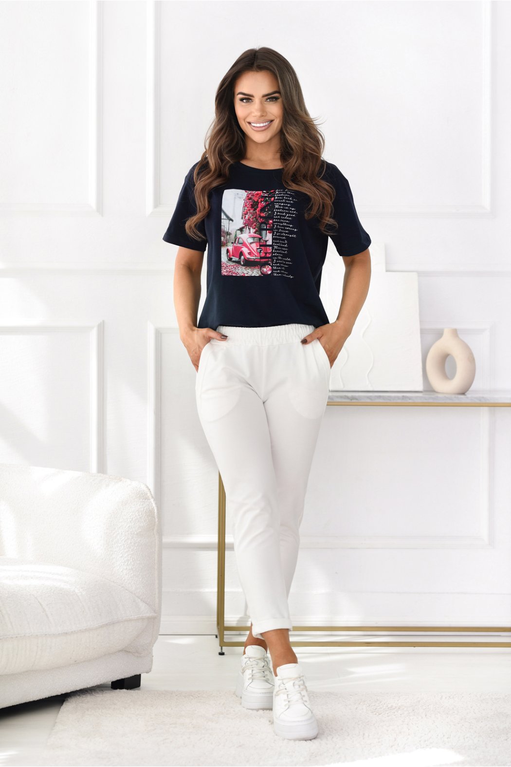 T-SHIRT DAMSKI Z NADRUKIEM - BON VOYAGE