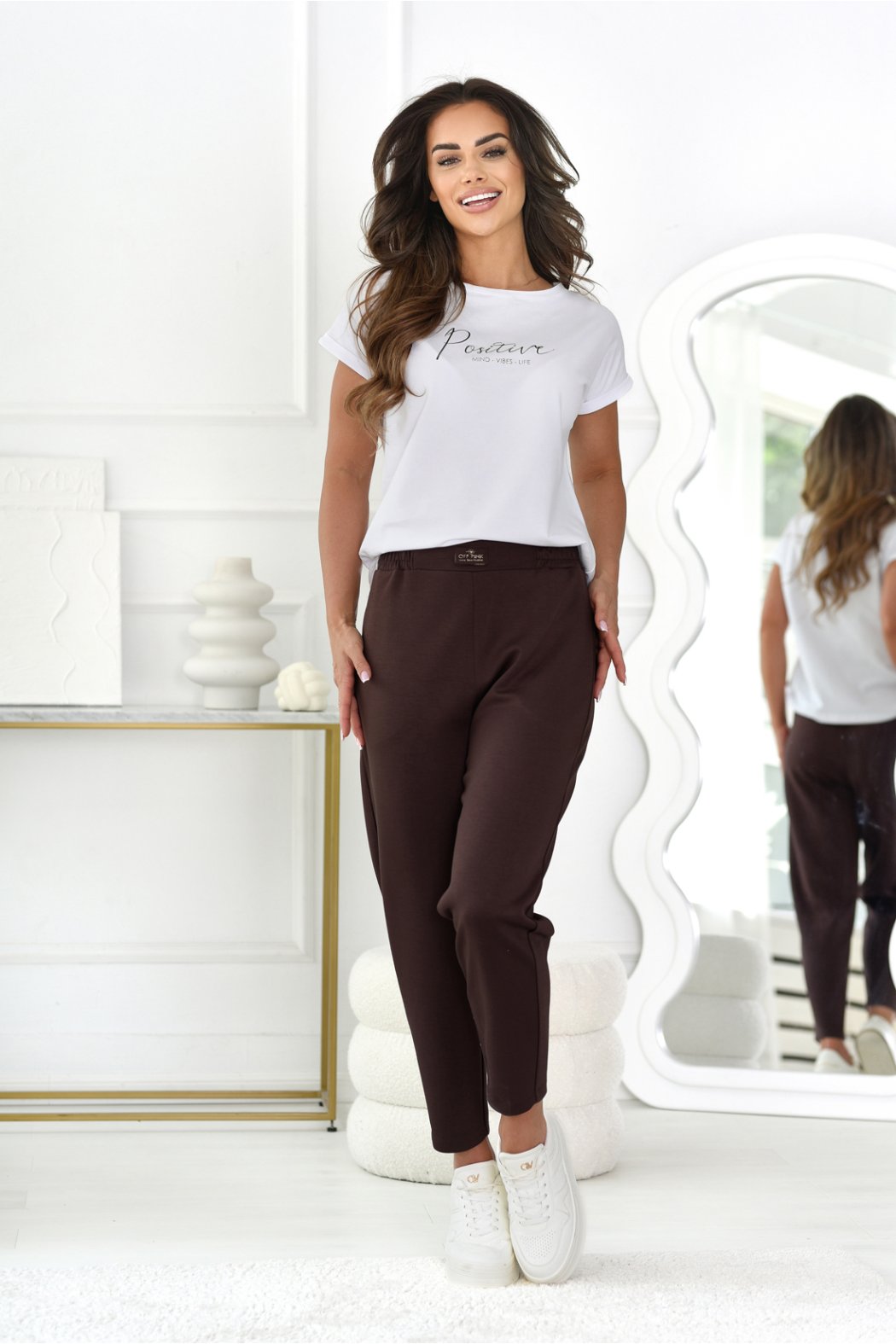 BLUZKA DAMSKA Z KRÓTKIM RĘKAWEM I NADRUKIEM - POSITIVE