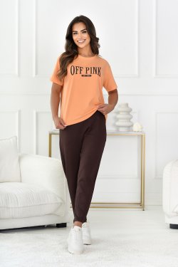 T-SHIRT DAMSKI BAWEŁNIANY Z NAPISEM - SAONA