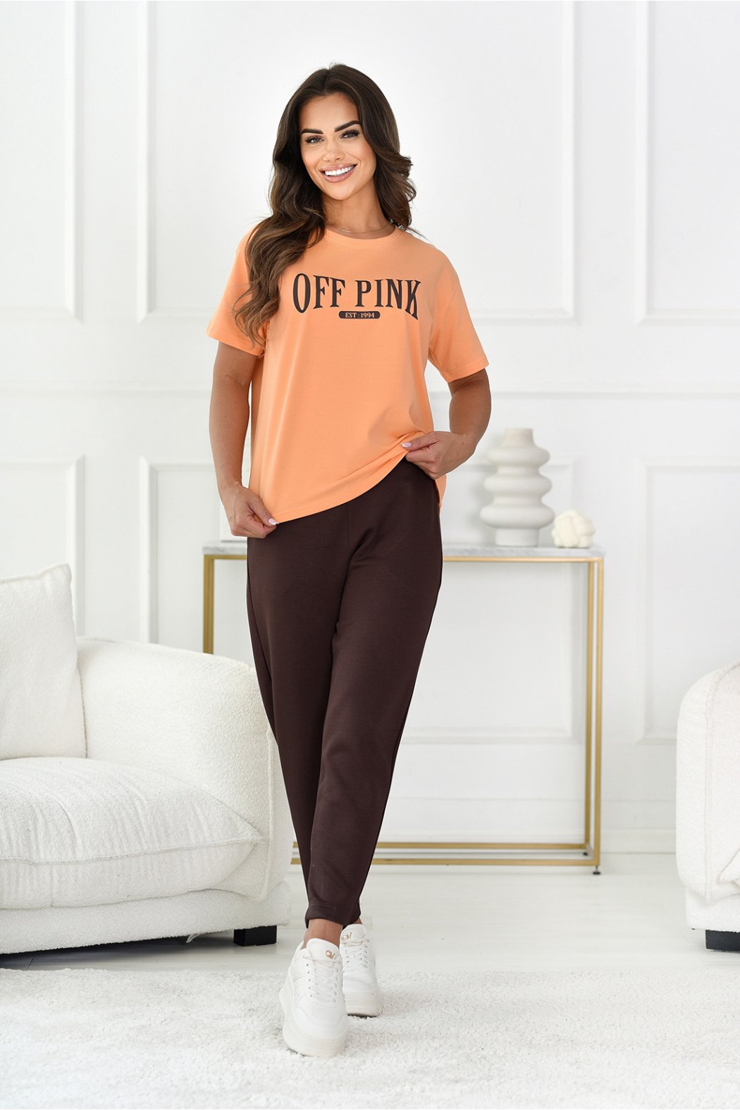 T-SHIRT DAMSKI BAWEŁNIANY Z NAPISEM - SAONA