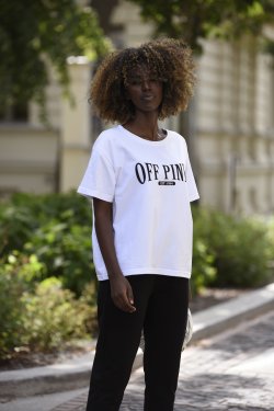 T-SHIRT DAMSKI BAWEŁNIANY Z NAPISEM - SAONA