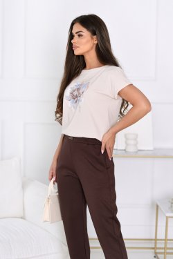 BLUZKA DAMSKA Z KRÓTKIM RĘKAWEM I NADRUKIEM - ARNIKA