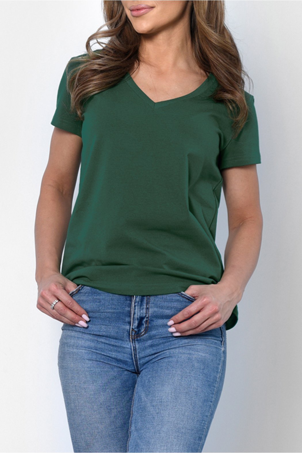 T-SHIRT DAMSKI Z DEKOLTEM W...