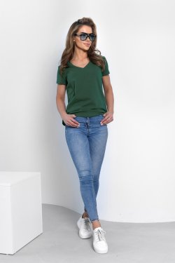 T-SHIRT DAMSKI Z DEKOLTEM W SEREK