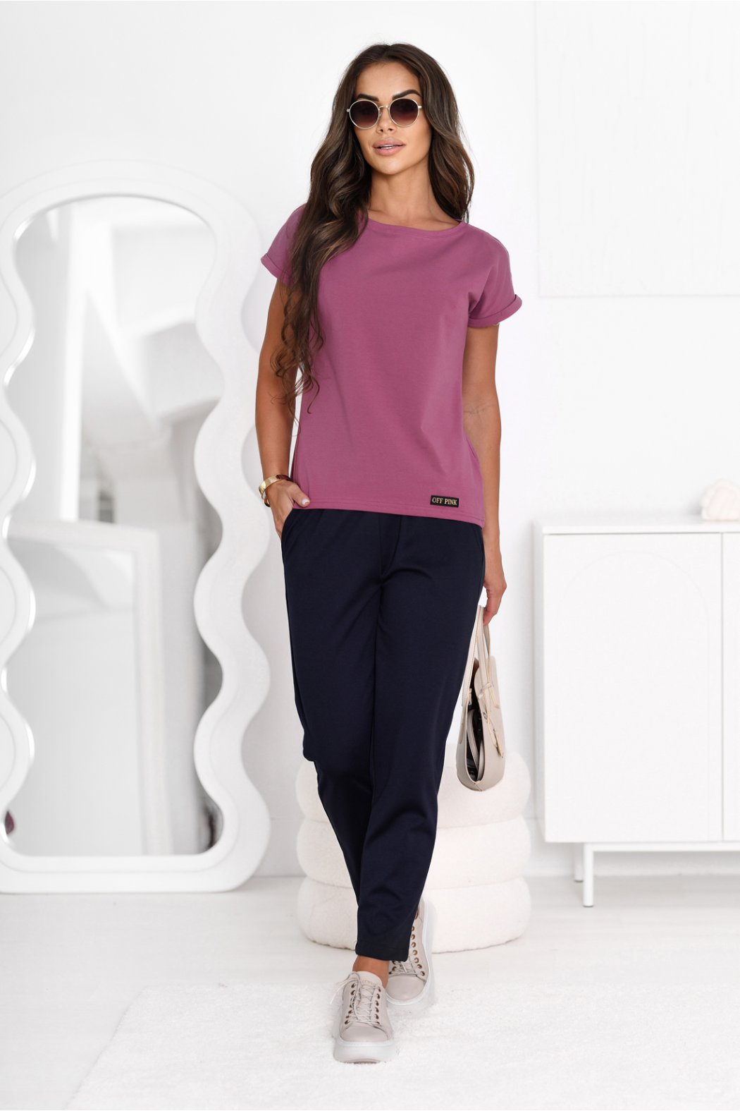 GŁADKI T-SHIRT DAMSKI LAUREN