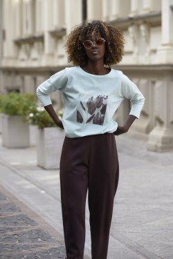 BLUZKA DAMSKA Z NADRUKIEM I 3/4 RĘKAWEM - EMANUELA