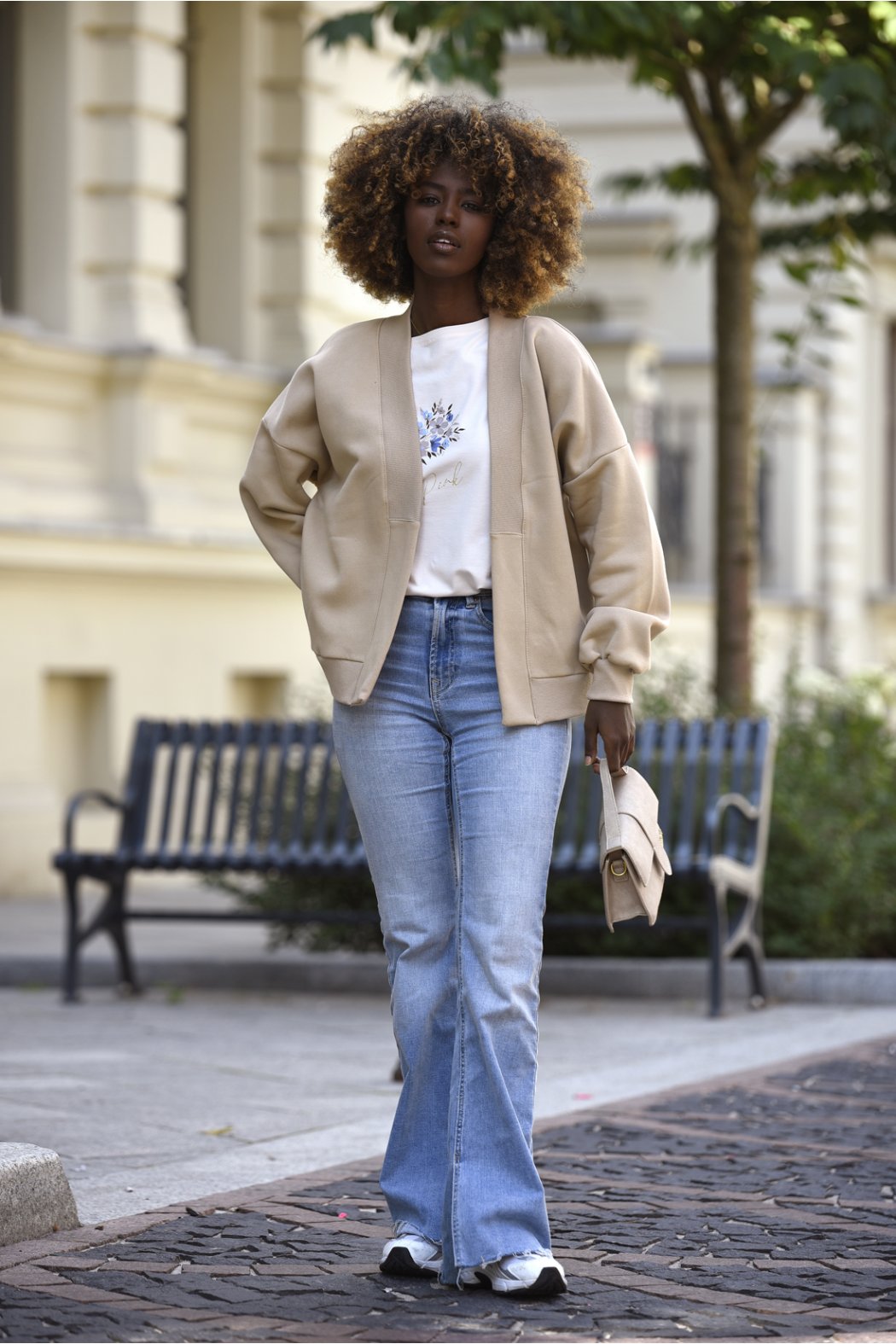 DAMSKA BAWEŁNIANA NARZUTKA BLEZER Z KIESZENIAMI - TONIA