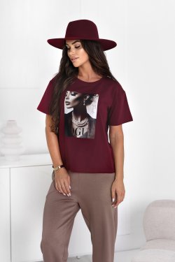 T-SHIRT DAMSKI BAWEŁNIANY Z NADRUKIEM - NAOMI