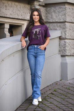 T-SHIRT DAMSKI BAWEŁNIANY Z NADRUKIEM - CAMISA