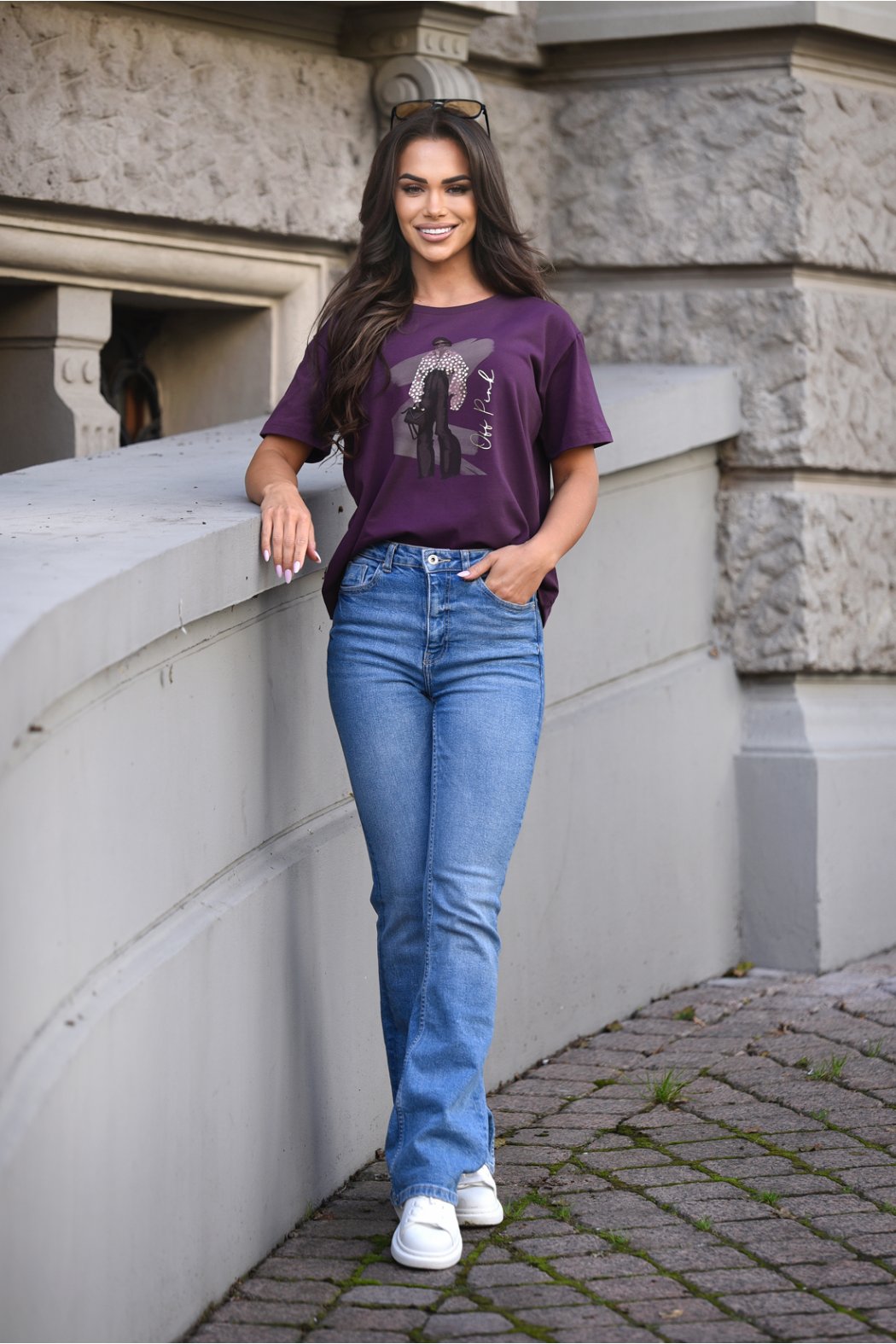 T-SHIRT DAMSKI BAWEŁNIANY Z NADRUKIEM - CAMISA