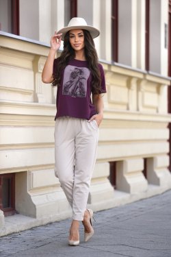 T-SHIRT DAMSKI BAWEŁNIANY Z NADRUKIEM - MONTANA