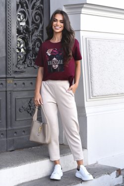 T-SHIRT DAMSKI BAWEŁNIANY Z NADRUKIEM - ZIA